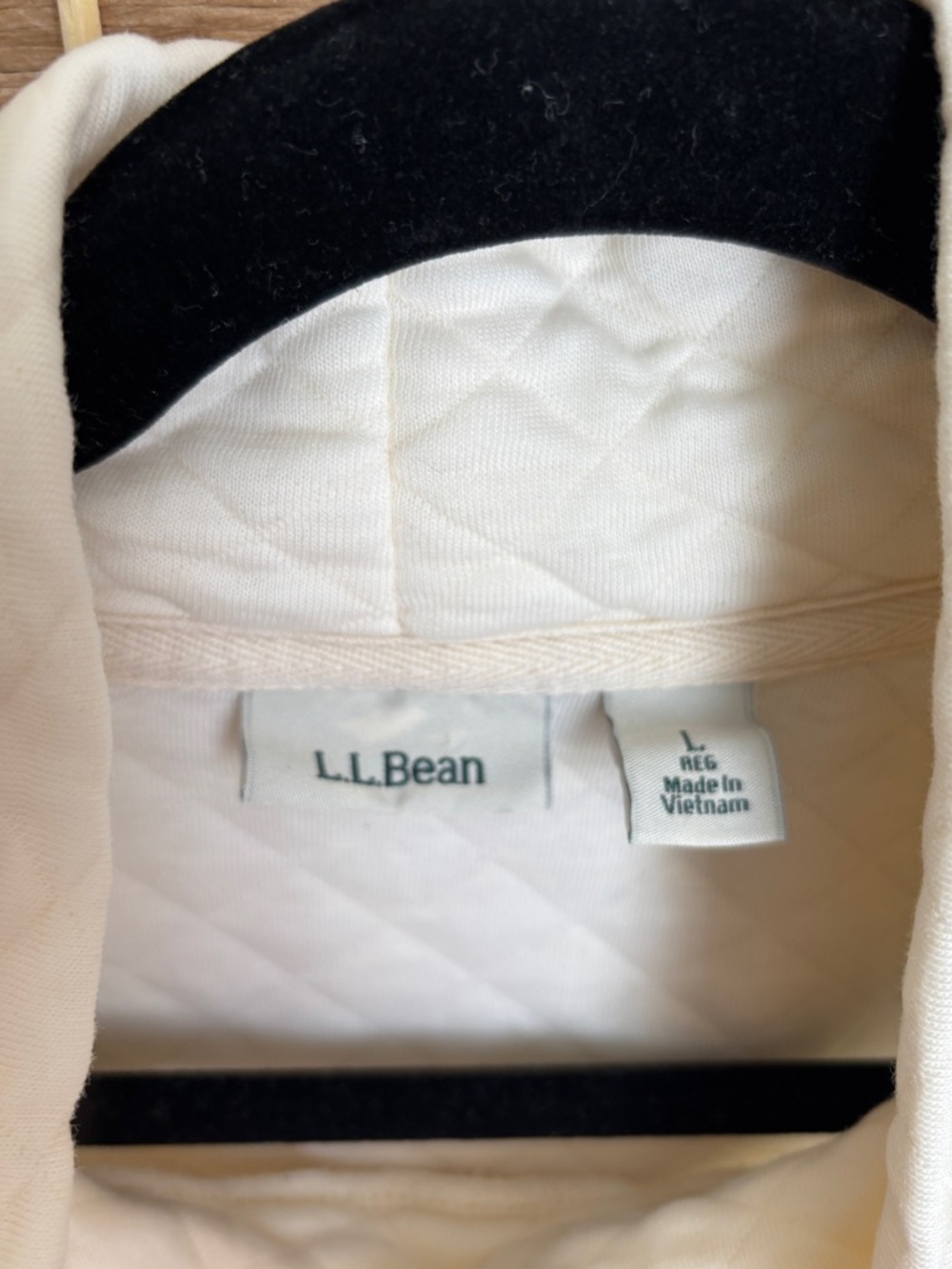 LL Bean Quilted Cream Pullover Sweater - Picture 3 of 5